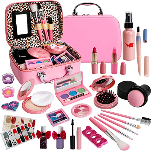 Kids' Cosmetics Makeup Set Toy For Girls, Princess Style Cosmetic Box With  Nail Polish And Peelable Makeup Toy, Purple